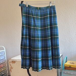 1950s Plaid Pleated Wool Skirt